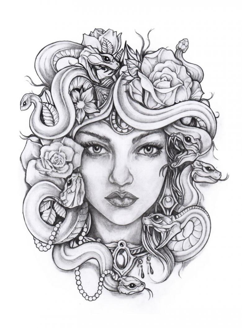 Medusa gorgon tetování - význam pro muže a ženy, náčrtky medusa gorgon ...